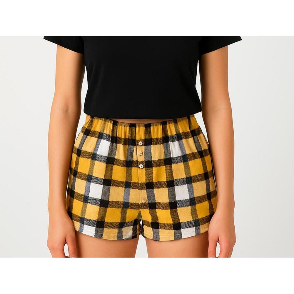 Aerie, XL, Yellow Plaid, Pajama Shorts